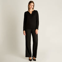 Sweater Negro Manga Larga Elasticidad Media Sin Forro Calce Normal Tela Tejido