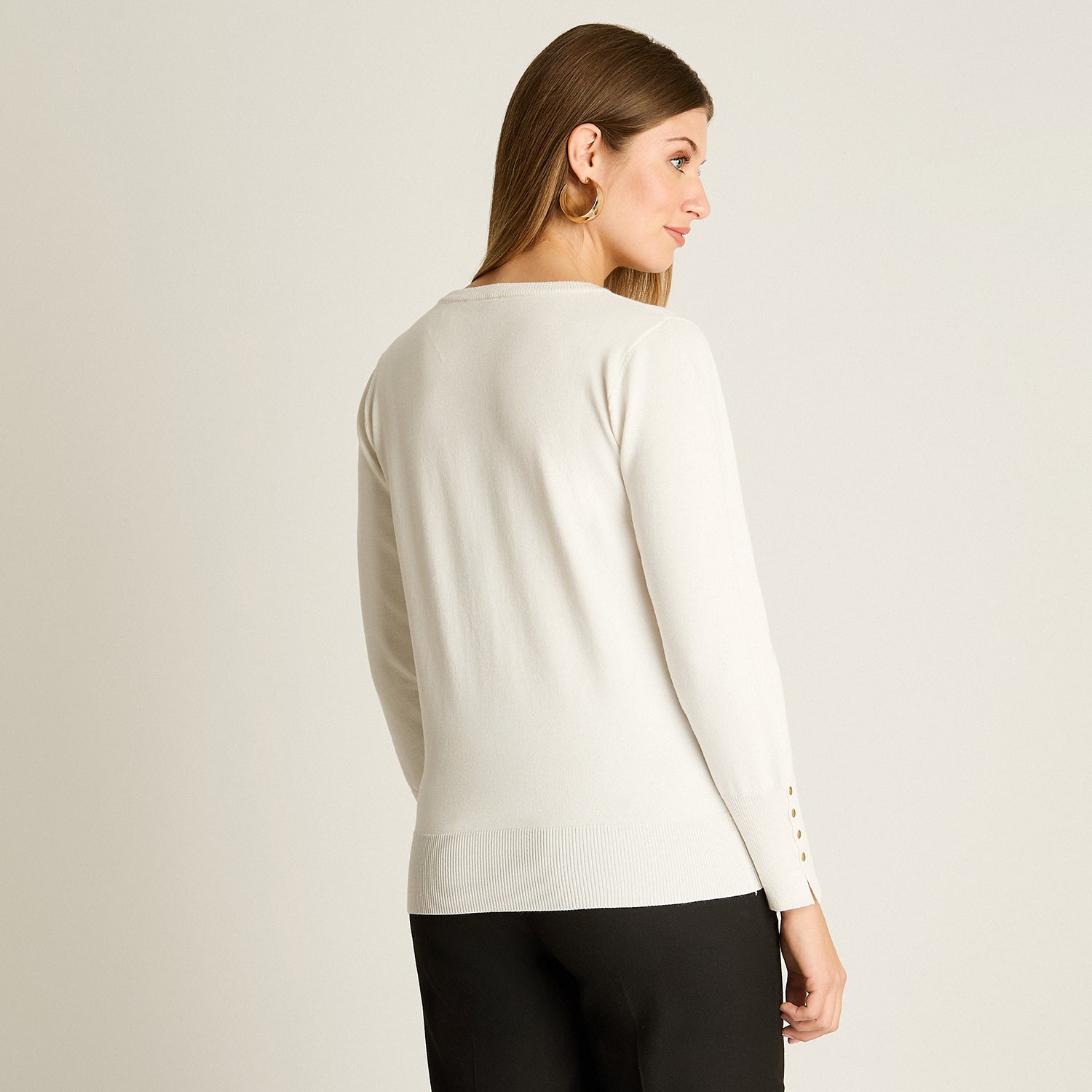 Sweater Crudo Manga Larga Elasticidad Media Sin Forro Calce Normal Tela Tejido