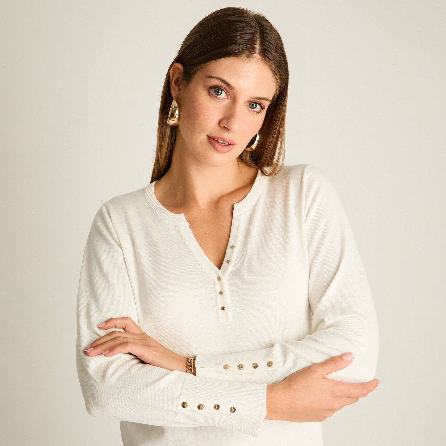 Sweater Crudo Manga Larga Elasticidad Media Sin Forro Calce Normal Tela Tejido