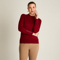 Sweater Rojo Manga Larga Elasticidad Media Sin Forro Calce Normal Tela Tejido