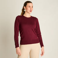 Sweater Burdeo Manga Larga Elasticidad Media Sin Forro Calce Normal Tela Tejido