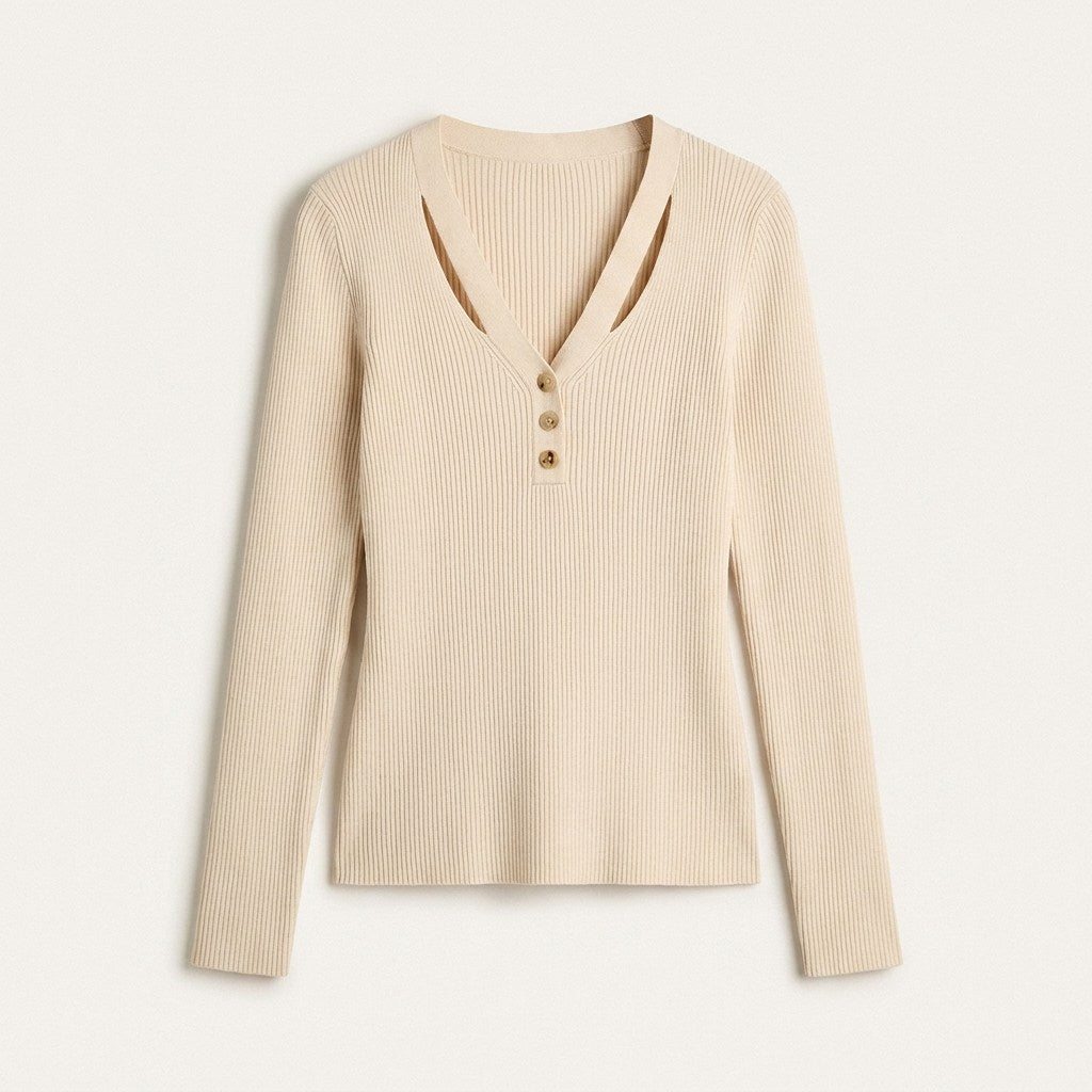 Sweater Arena Escote V con Cut Out en plano