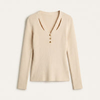 Sweater Arena Escote V con Cut Out en plano