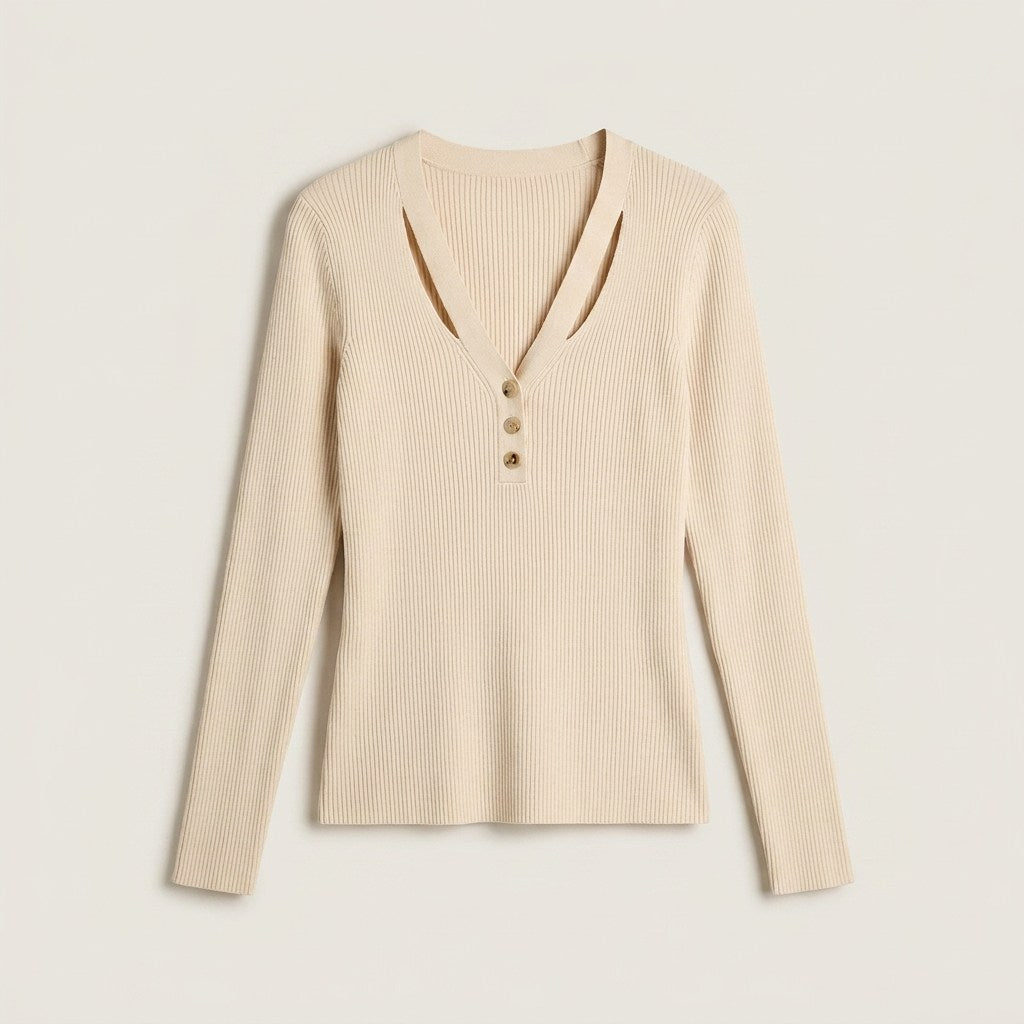 Sweater Arena Escote V con Cut Out en plano