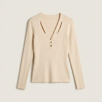 Sweater Arena Escote V con Cut Out en plano