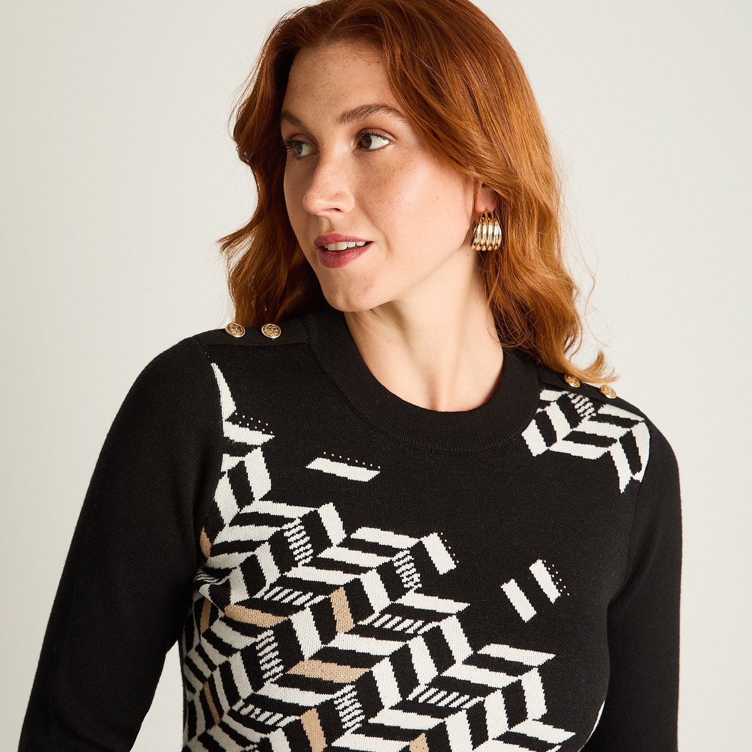 Sweater Negro Manga Larga Elasticidad Media Sin Forro Calce Normal Tela Tejido