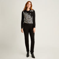 Sweater Negro Manga Larga Elasticidad Media Sin Forro Calce Normal Tela Tejido