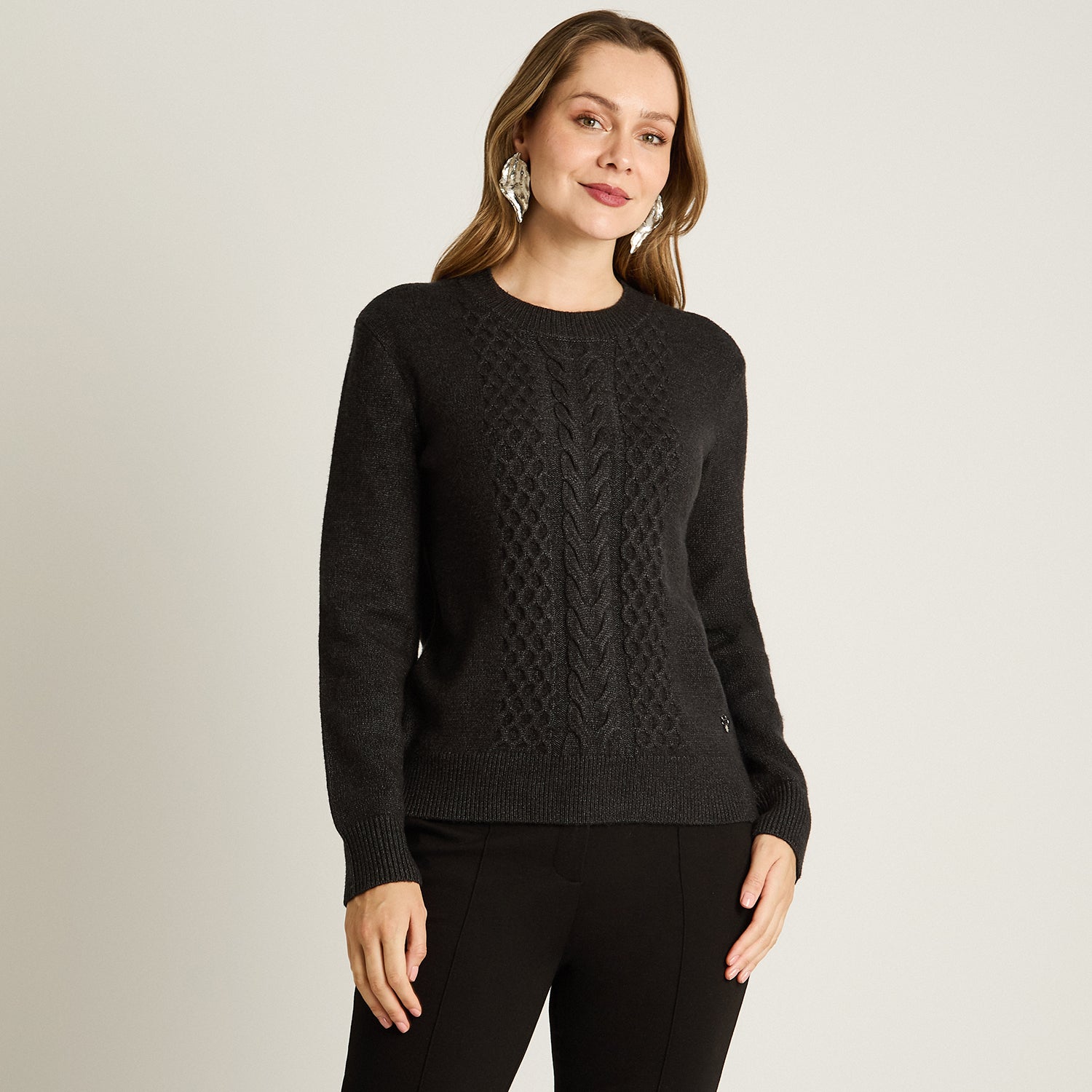 Sweater Marengo Manga Larga Elasticidad Media Sin Forro Calce Normal Tela Tejido