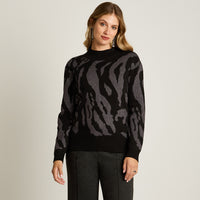 Sweater Negro Manga Larga Elasticidad Media Sin Forro Calce Normal Tela Tejido
