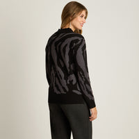 Sweater Negro Manga Larga Elasticidad Media Sin Forro Calce Normal Tela Tejido