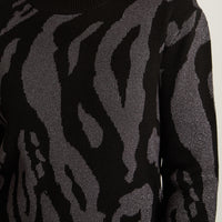 Sweater Negro Manga Larga Elasticidad Media Sin Forro Calce Normal Tela Tejido