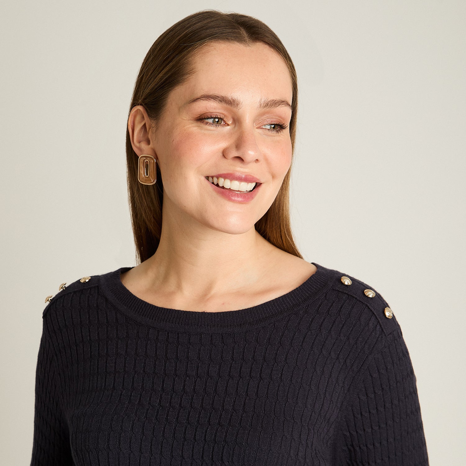 Sweater Azul Manga Larga Elasticidad Media Sin Forro Calce Normal Tela Tejido