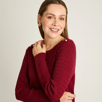Sweater Rojo Manga Larga Elasticidad Media Sin Forro Calce Normal Tela Tejido