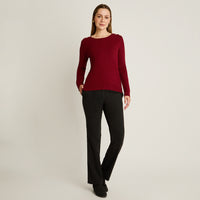 Sweater Rojo Manga Larga Elasticidad Media Sin Forro Calce Normal Tela Tejido
