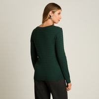 Sweater Verde Manga Larga Elasticidad Media Sin Forro Calce Normal Tela Tejido