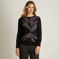 Sweater Negro Manga Larga Elasticidad Media Sin Forro Calce Normal Tela Tejido
