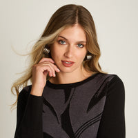 Sweater Negro Manga Larga Elasticidad Media Sin Forro Calce Normal Tela Tejido