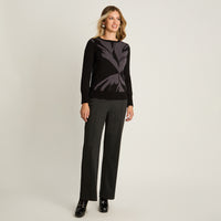 Sweater Negro Manga Larga Elasticidad Media Sin Forro Calce Normal Tela Tejido
