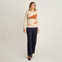 Sweater Beige Manga Larga Elasticidad Media Sin Forro Calce Normal Tela Tejido