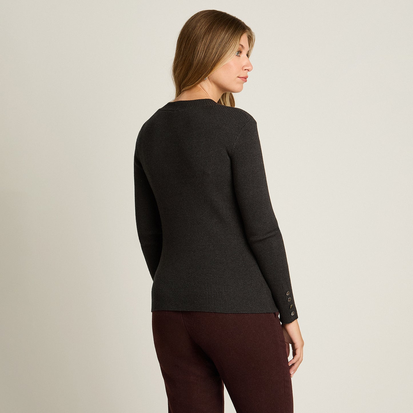 Sweater Marengo Manga Larga Elasticidad Media Sin Forro Calce Normal Tela Tejido