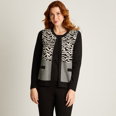 Sweater Negro Manga Larga Elasticidad Media Sin Forro Calce Normal Tela Tejido