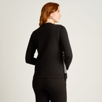 Sweater Negro Manga Larga Elasticidad Media Sin Forro Calce Normal Tela Tejido