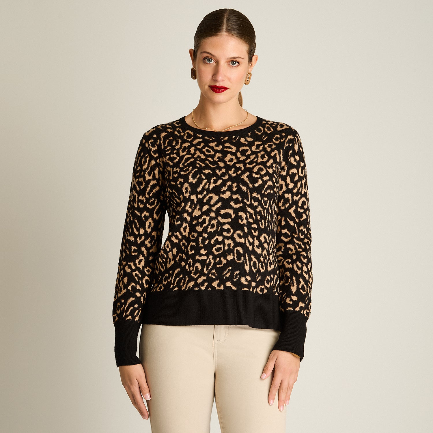Sweater Negro Manga Larga Elasticidad Baja Sin Forro Calce Holgado Tela Tejido