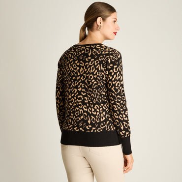 Sweater Negro Manga Larga Elasticidad Baja Sin Forro Calce Holgado Tela Tejido