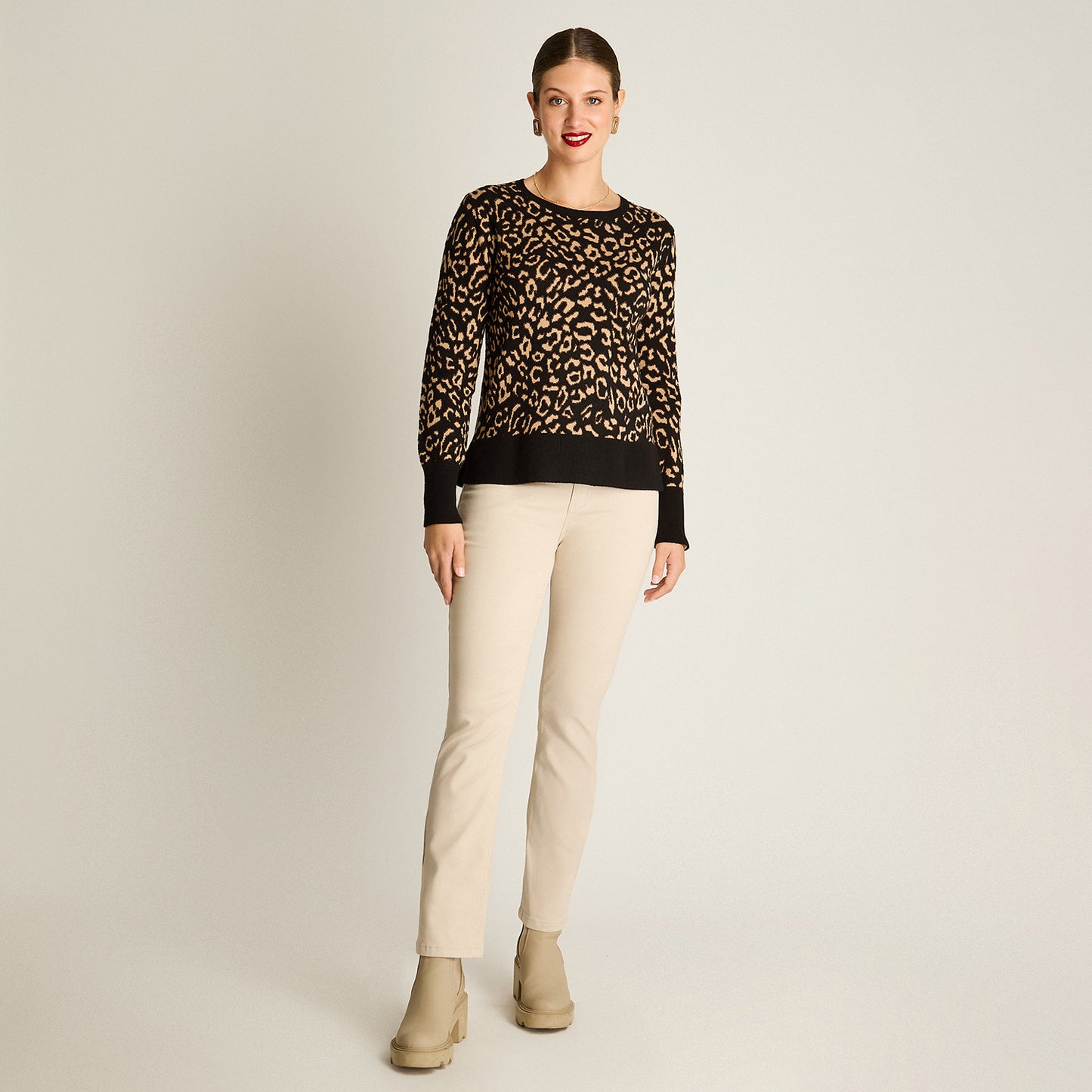 Sweater Negro Manga Larga Elasticidad Baja Sin Forro Calce Holgado Tela Tejido