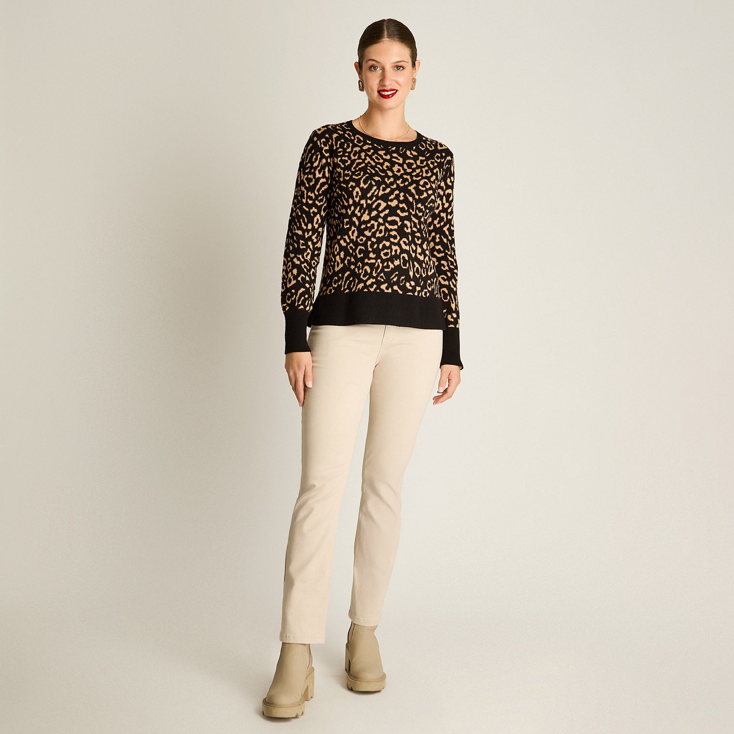 Sweater Negro Manga Larga Elasticidad Baja Sin Forro Calce Holgado Tela Tejido