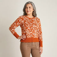 Sweater Terracota Estampado Escote Redondo en modelo adulta