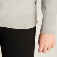 Sweater Gris Manga Larga Elasticidad Baja Sin Forro Calce Holgado Tela Tejido