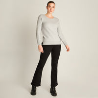 Sweater Gris Manga Larga Elasticidad Baja Sin Forro Calce Holgado Tela Tejido