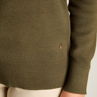 Sweater Verde Manga Larga Elasticidad Baja Sin Forro Calce Holgado Tela Tejido