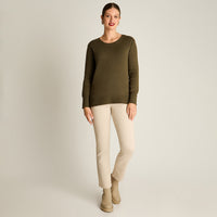 Sweater Verde Manga Larga Elasticidad Baja Sin Forro Calce Holgado Tela Tejido