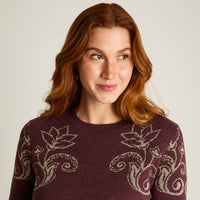 Sweater Burdeo Manga Larga Elasticidad Media Sin Forro Calce Normal Tela Tejido