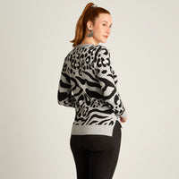 Sweater Negro Manga Larga Elasticidad Media Sin Forro Calce Normal Tela Tejido