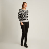 Sweater Negro Manga Larga Elasticidad Media Sin Forro Calce Normal Tela Tejido