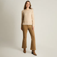 Sweater Beige Manga Larga Elasticidad Media Sin Forro Calce Normal Tela Tejido