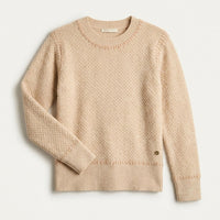 Sweater Beige con Textura y Detalle de Pespunte en Tejido en plano
