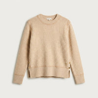 Sweater Beige con Textura y Detalle de Pespunte en Tejido en plano