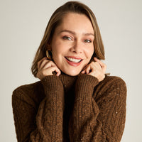Sweater Cafe Manga Larga Elasticidad Media Sin Forro Calce Normal Tela Tejido