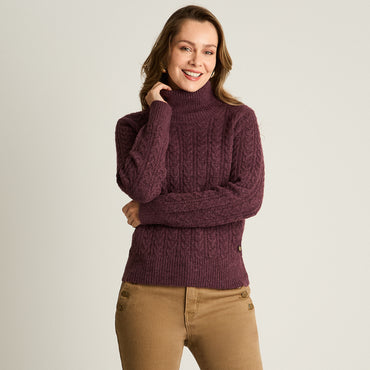 Sweater Burdeo Manga Larga Elasticidad Media Sin Forro Calce Normal Tela Tejido