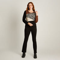 Sweater Negro Manga Larga Elasticidad Media Sin Forro Calce Normal Tela Tejido