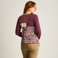 Sweater Burdeo Manga Larga Elasticidad Media Sin Forro Calce Normal Tela Tejido