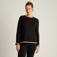 Sweater Negro Manga Larga Elasticidad Media Sin Forro Calce Normal Tela Tejido