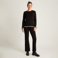 Sweater Negro Manga Larga Elasticidad Media Sin Forro Calce Normal Tela Tejido