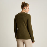 Sweater Verde Manga Larga Elasticidad Media Sin Forro Calce Normal Tela Tejido