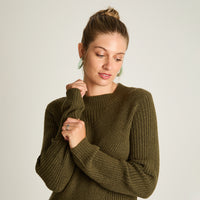 Sweater Verde Manga Larga Elasticidad Media Sin Forro Calce Normal Tela Tejido