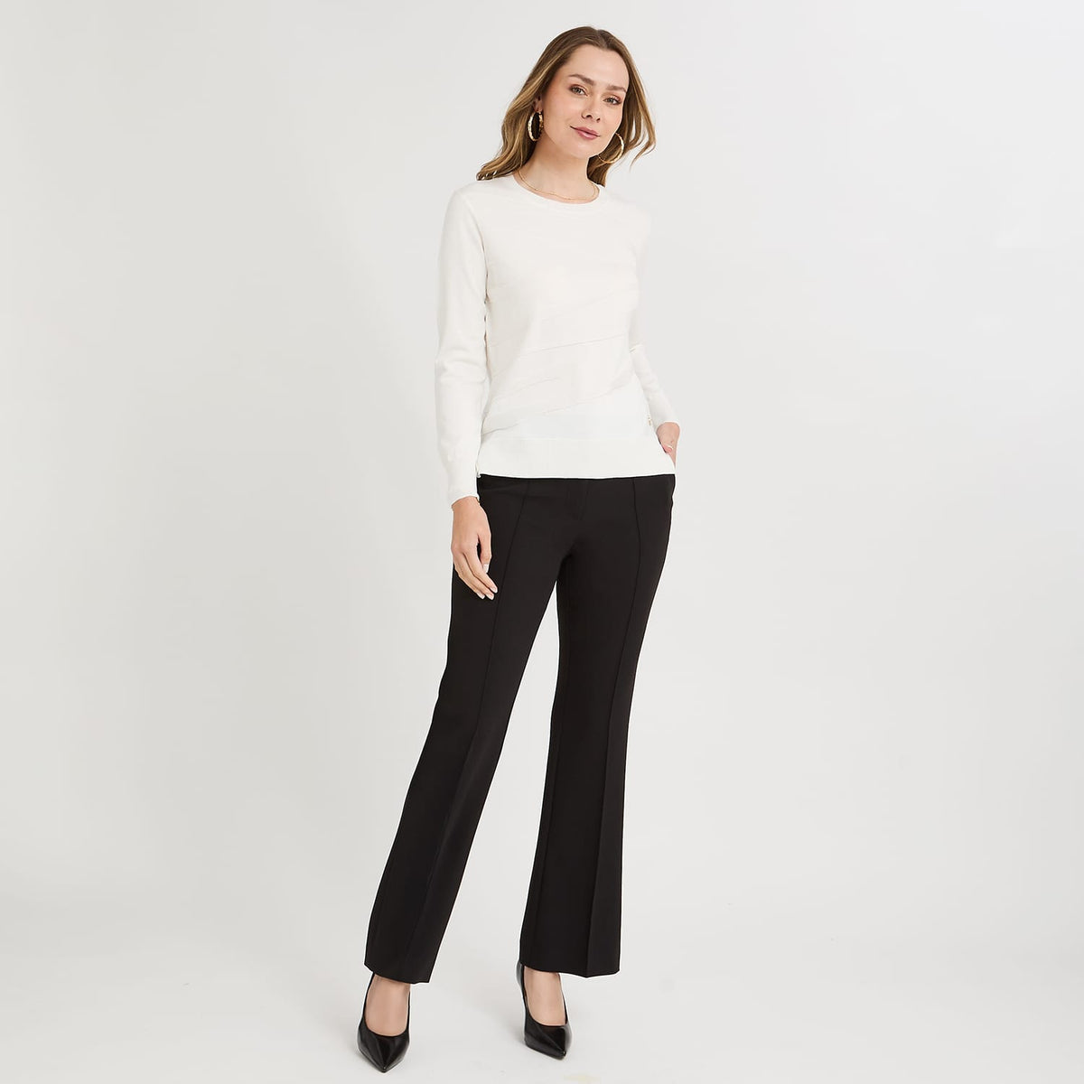 Sweater Escote Redondo con Lurex Crudo